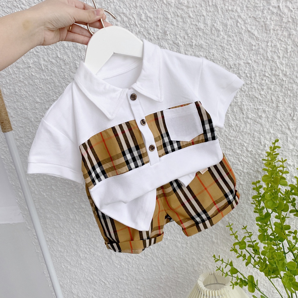 Set polo, sơ mi bbr quần kẻ sang chảnh cho bé trai.