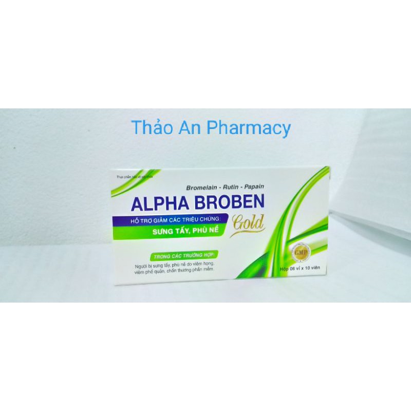 [Chính Hãng] Alpha Broben Gold - Hỗ trợ người bị sưng tấy, phù nề do viêm họng, viêm phế quản, chấn thương phần mềm.