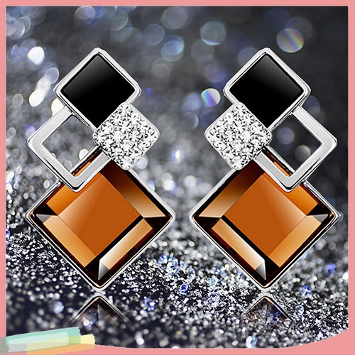 Đôi Khuyên Tai HìNh Thoi ĐíNh Kim Cương Giả ThờI Trang Cho Nữ