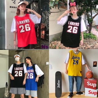 MS20 áo phối bóng rổ lakers 26, 24 oversize clip ảnh thật form rộng tay lỡ Dư Tú Lệ