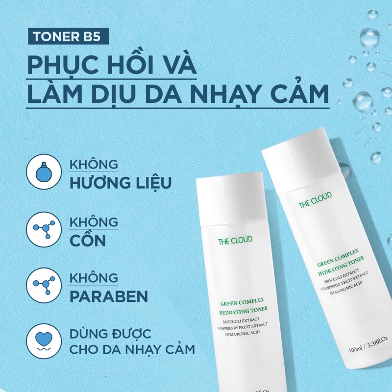 Toner B5 The Cloud phục hồi, dưỡng ẩm và làm sáng da sau mụn 100mL