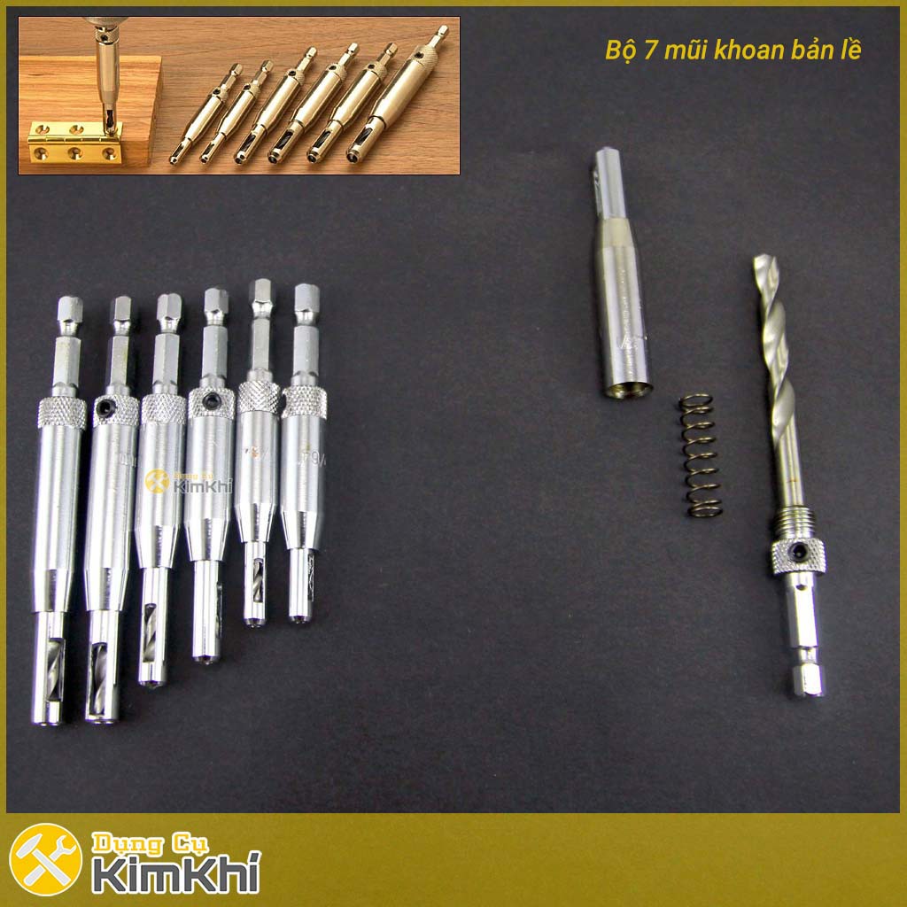 Bộ 7 mũi khoan bản lề tự định tâm 2-6.3mm