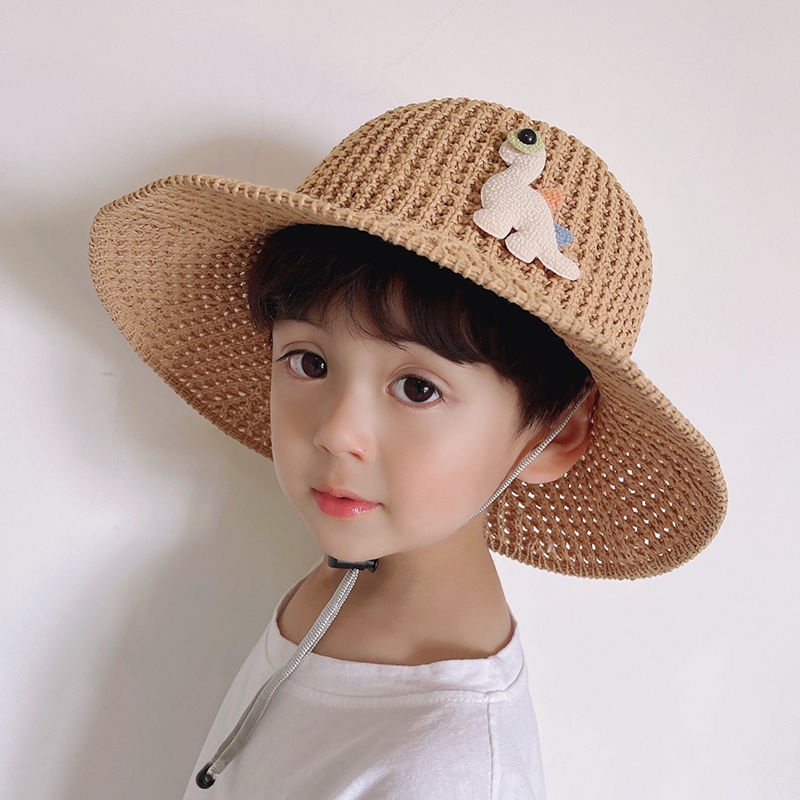Mũ Cói Che Nắng Chống Gió In Hoạt Hình Kèm Dây Đeo Thời Trang Mùa Hè Cho Bé