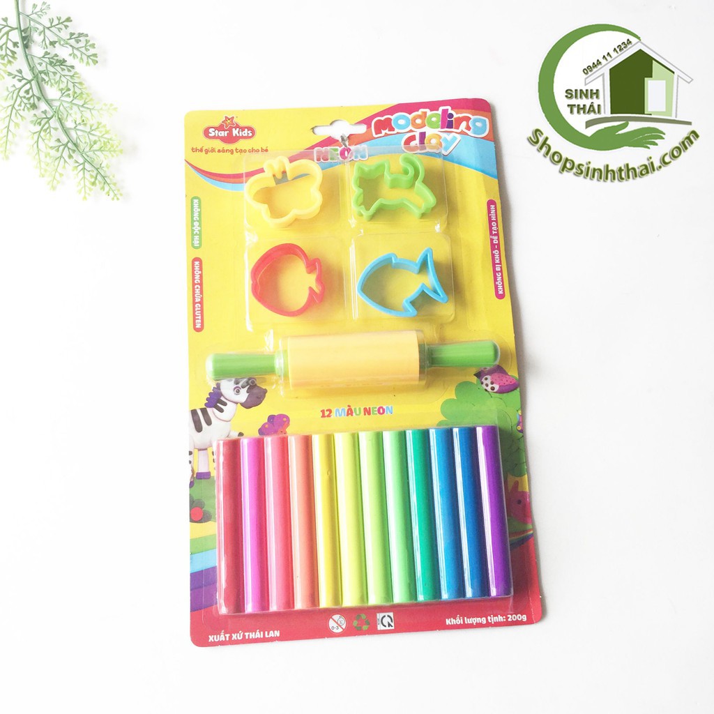 Vỉ đất sét nặn 12 màu Thái Lan ( 18 x 30cm )