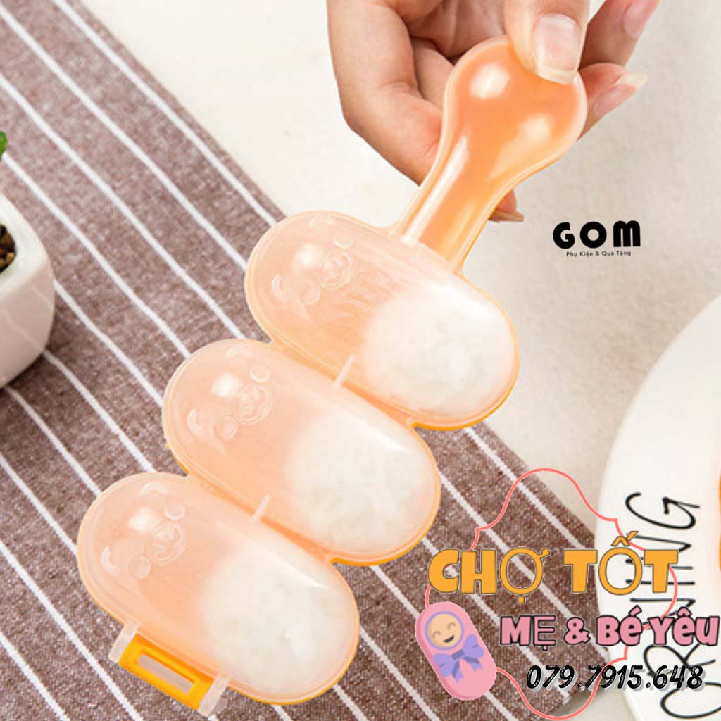 Khuôn Lắc Cơm Tạo Hình Cơm Viên Bento Cho Bé Ăn Dặm Kèm Thìa