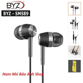 [Rẻ Vô Địch] Tai nghe  điện thoại Smartphone chân 3.5mm BYZ SM589, có mic nói chuyện