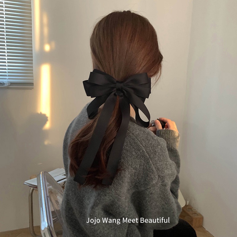 Kẹp Tóc Nơ Lớn Màu Đen Phong Cách Hàn Quốc