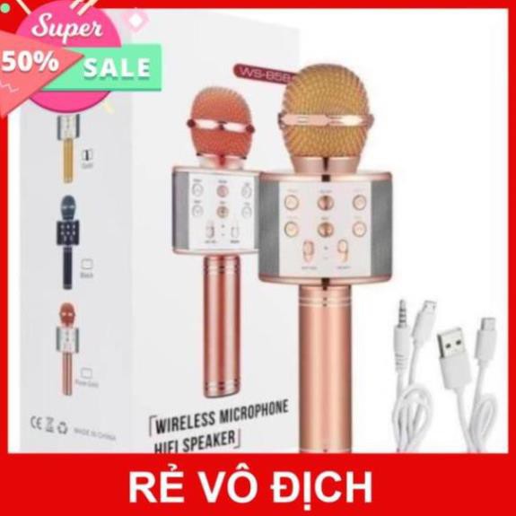 Micro hát karaoke Bluetooth 3in1 kèm loa WS-858 có out âm thanh ra loa lớn