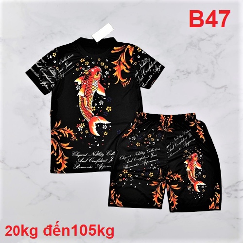 Bộ thun Chép đỏ Nam nữ bigsize 18kg đến 105kg đồ bộ nam chât thun lạnh set bộ hè cho bé