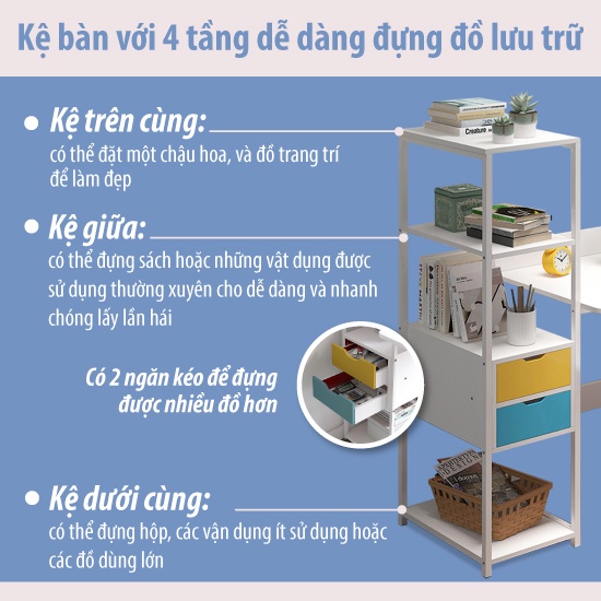 BG - Bàn học tập,làm việc đa năng model B2004 Thái Lan - nâu vân gỗ