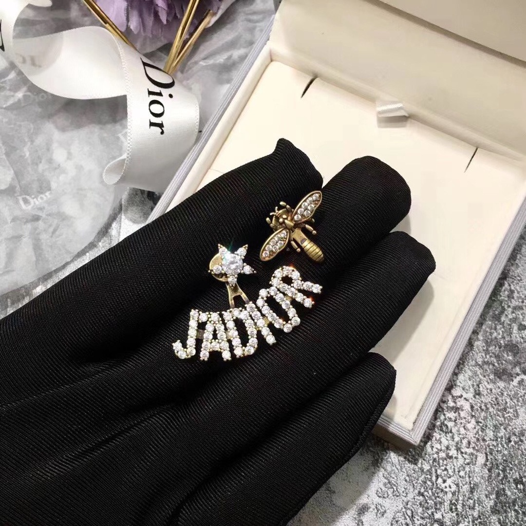 Khuyên Tai Tròn Bằng Thép Titan In Logo Dior Thời Trang Cho Nữ