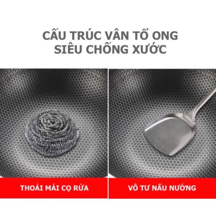 Chảo chống dính vân tổ ong cao cấp, chảo chống dính lòng sâu size 32cm