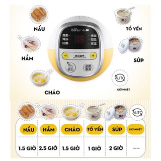 Nồi nấu cháo Bear có lồng hấp 0,8l ( BẢN QUỐC TẾ)