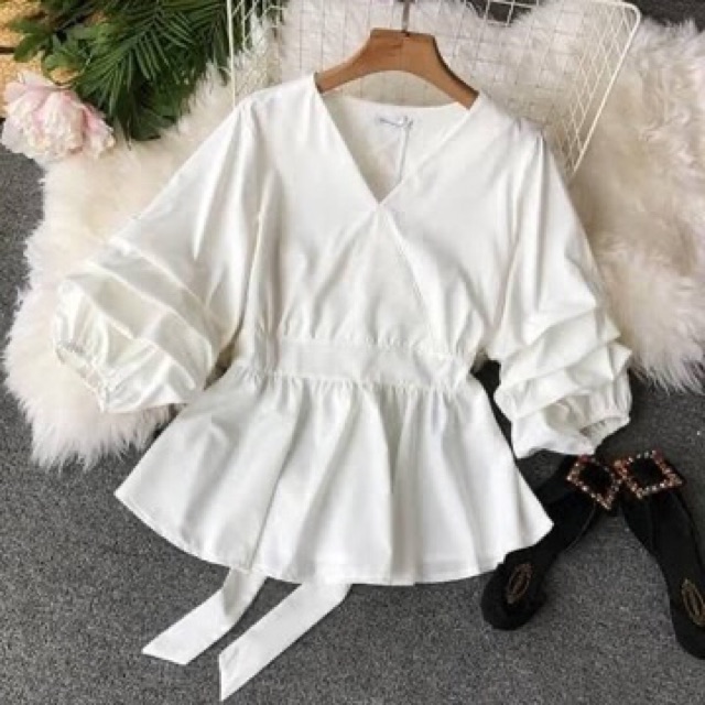 [Mã SKAMLTSM9 giảm 10% đơn 99K] Áo Kiểu Peplum tay cách điệu Kèm hình thật và video