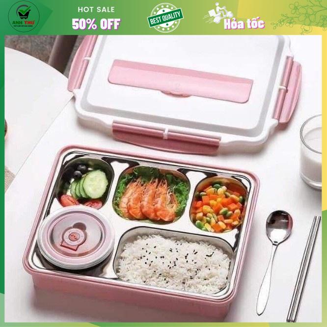 Khay Cơm Inox 5 Ngăn Phân Loại Cơm Và Thức Ăn - Hợp Đựng Cơm Inox Siêu Tiện dụng