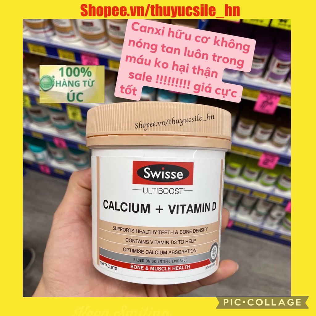 Canxi Vitamin D Swisse Úc- hộp150v- hỗ trợ phát triển xương khớp