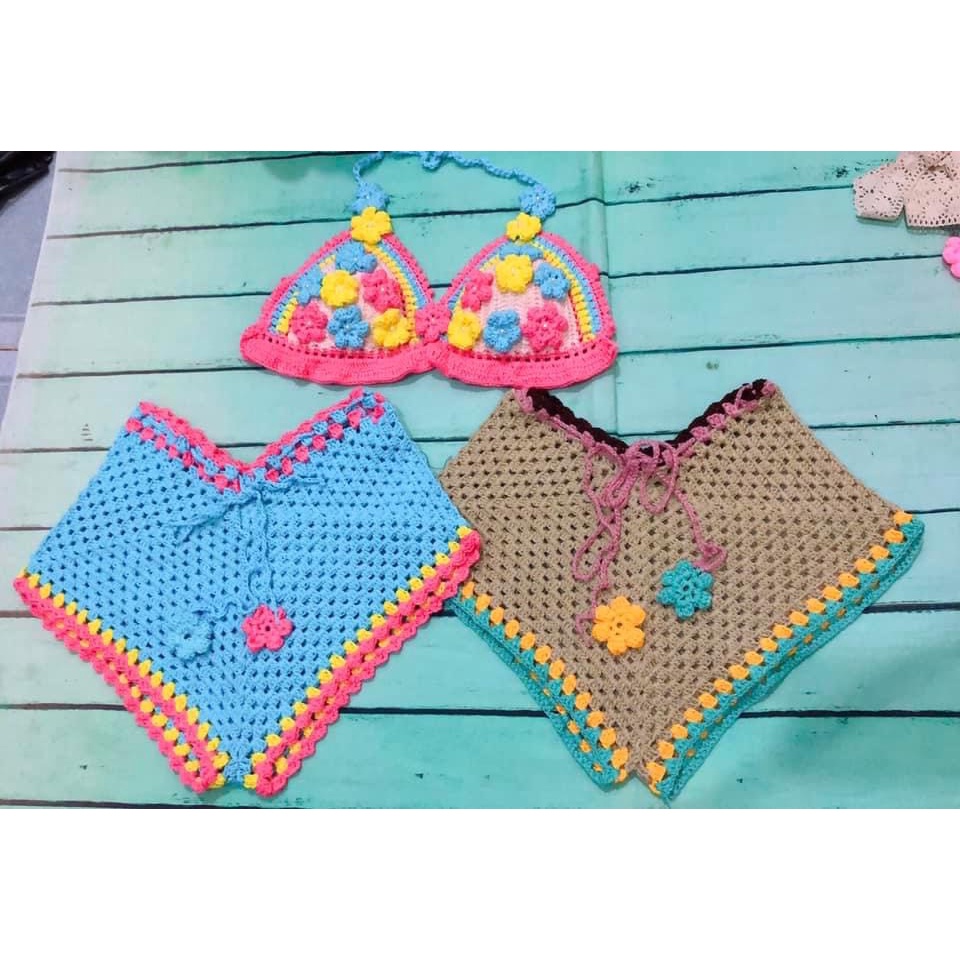 SET  ÁO HOA  LEN MÓC HANDMADE SIÊU ĐẸP SB105, bikini len