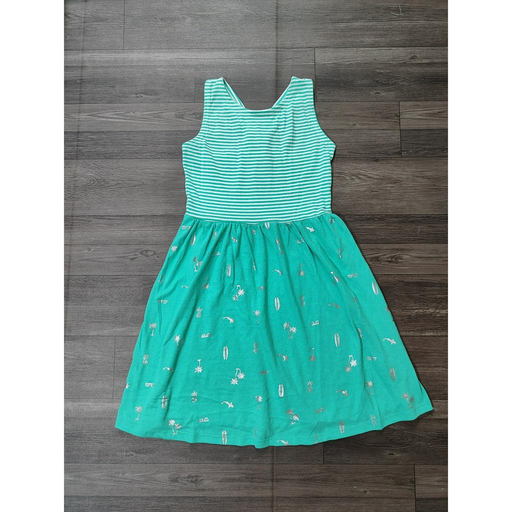 Váy sát nách kẻ xanh bé gái