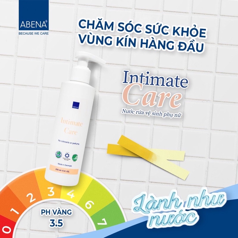 Nước rửa vệ sinh phụ nữ Abena nhập khẩu từ Đan Mạch - Abena Intimate Care 200ml cân bằng độ pH vùng kín, giảm ngứa