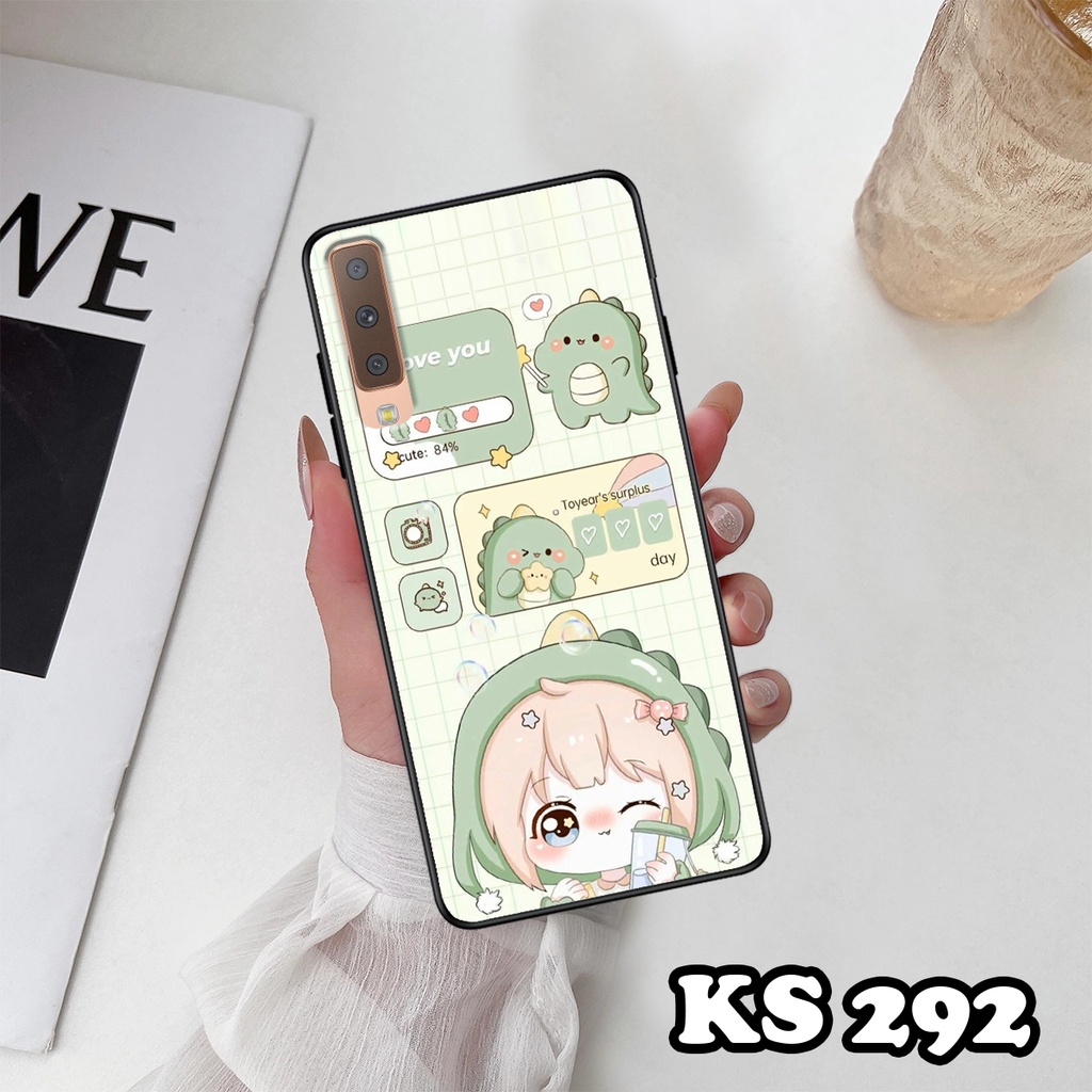 Ốp lưng Samsung A7 2018 - Samsung A9 2018 - Ốp in hình khủng long DinoCute - Lưng nhám viền TPU