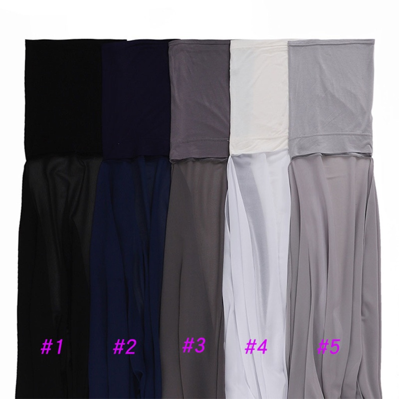 Flgo Khăn Choàng Hijab Màu Trơn Đính Ngọc Trai Co Giãn Kèm Dây Buộc