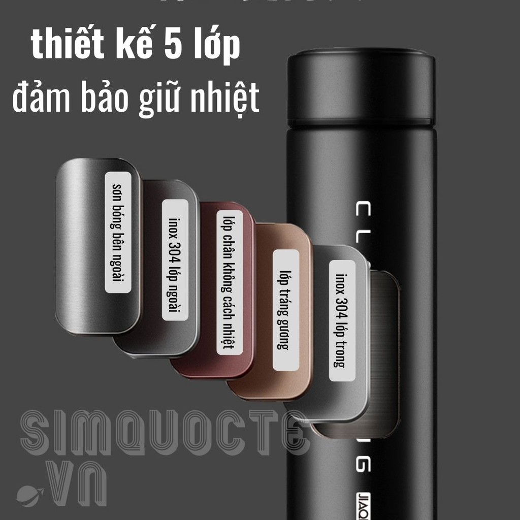 Bình giữ nhiệt hiển thị nhiệt độ hoạ tiết 450ml