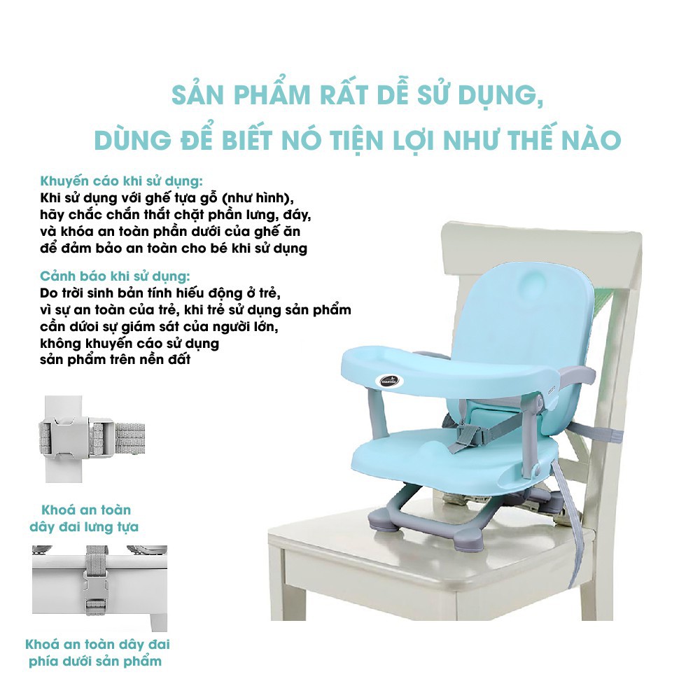 Ghế ăn dặm cho bé dùng gia đình, đi du lịch Mastela 1013 gấp siêu gọn nhẹ, điều chỉnh độ cao Bảo hành 12 tháng, BPA free