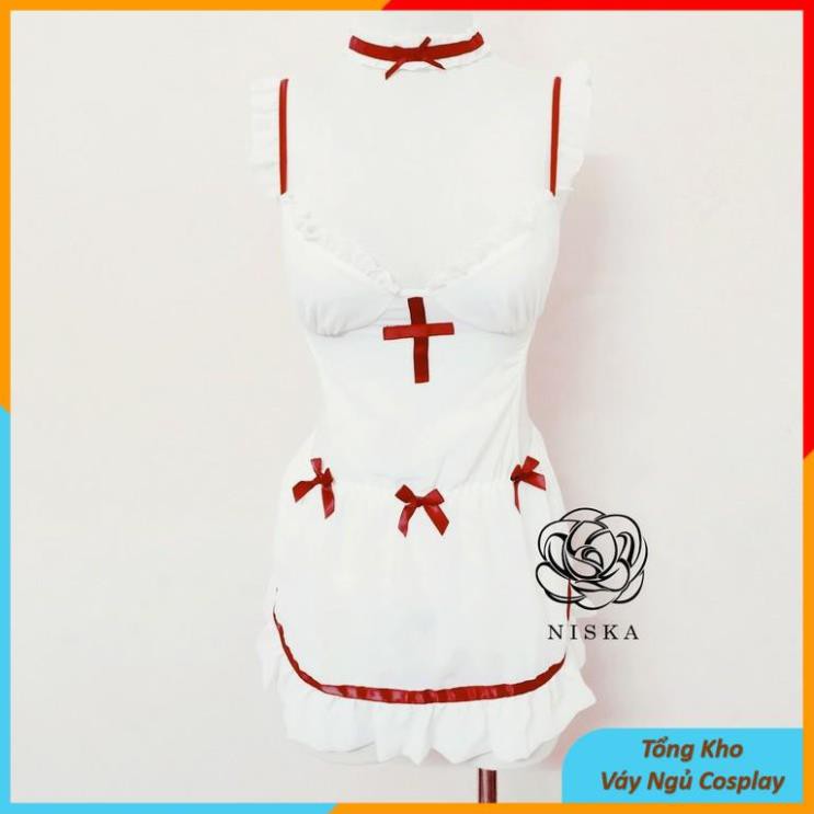 Váy Ngủ Nữ Hở Lưng Sexy Cosplay Y tá, Yếm Ngủ Buộc Dây Freesize Chụp Ảnh Indoor Studio Gợi Cảm - YtaN187 TKVN | BigBuy360 - bigbuy360.vn