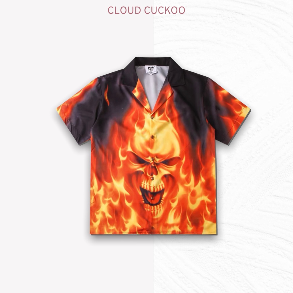 Áo Sơ Mi Cổ Vest Hình Skull Fire - Mã Số: CM11 CM18