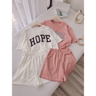 Set áo thun in hope + quần short lưng thun