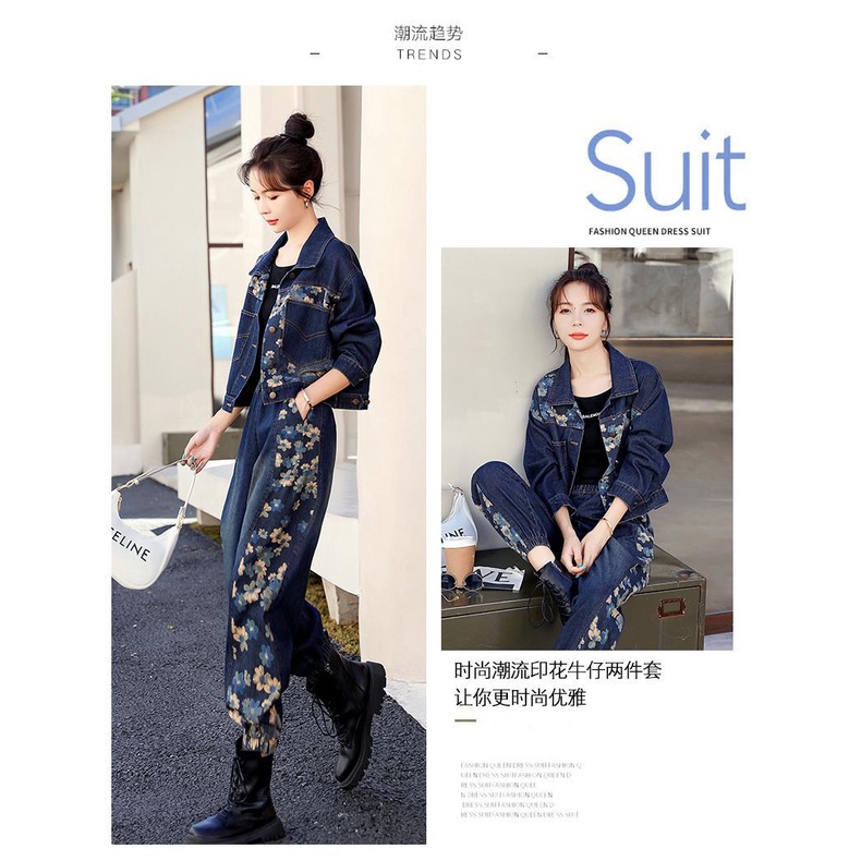 Set Áo Khoác Denim + Quần Yếm Ngắn Phong Cách Hong Kong Cổ Điển Thời Trang Mùa Thu Mới 2022 Dành Cho Nữ