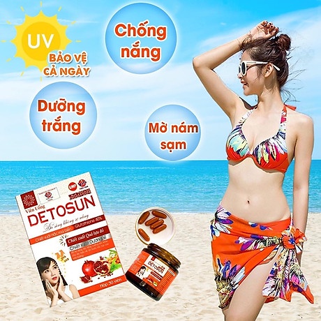 Viên Uống Trắng Da Giảm Nám Chống Nắng Bổ Sung Glutathione Chống Lão Hóa Và Bảo Vệ Da Detosun Vạn Tam Chính Hãng