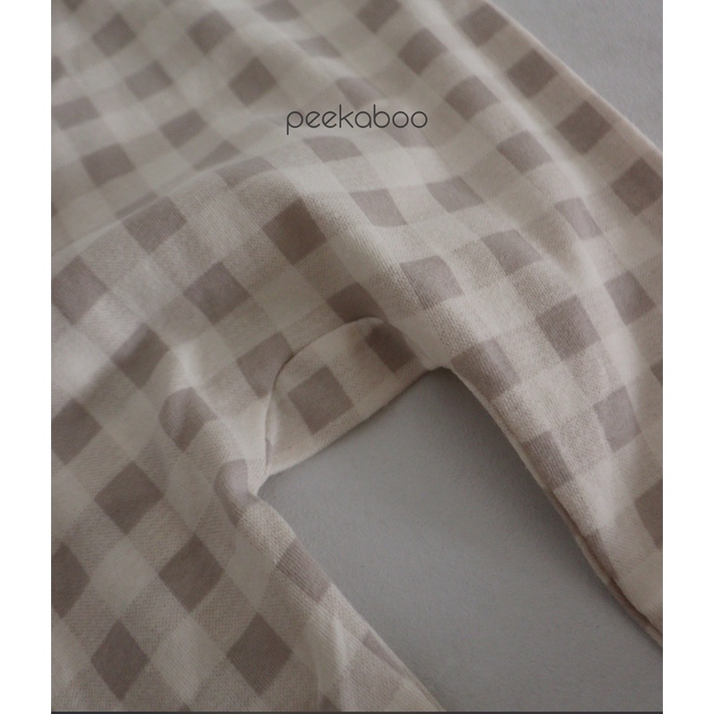 (Chính hãng) Bộ jumpsuit vạt chéo kẻ dài tay liền bàn Cony 2022 co giãn PEEKABOO made in Korea thời trang trẻ em cho bé