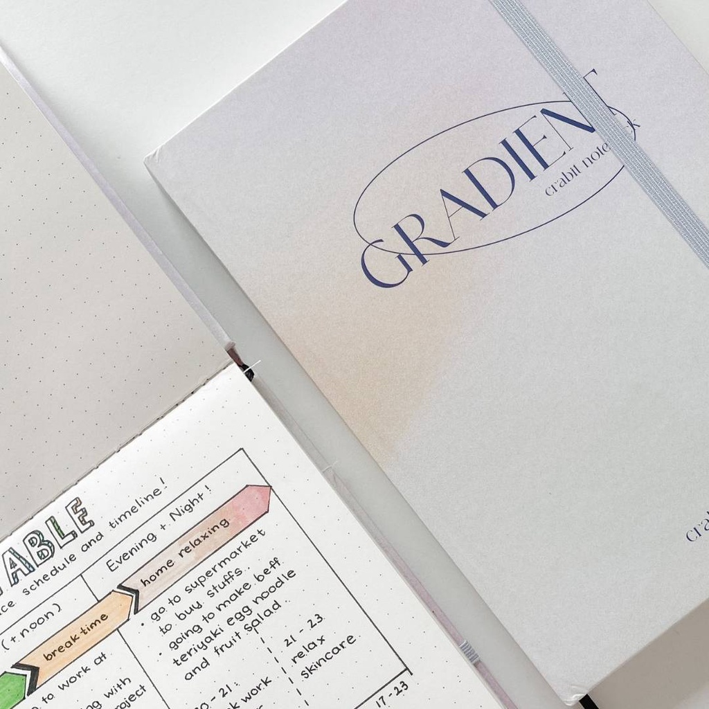 Sổ Tay Ghi Chép Dotgrid Crabit 130gsm Làm Bullet Journal - Gradient Trắng