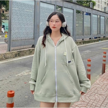 Áo Khoác Hoodie Unisex Zip Nỉ Bông ICON SAD :(  màu MINT  Nam nữ unisex/Áo hoodie dây kéo có mũ form rộng Jaystoree