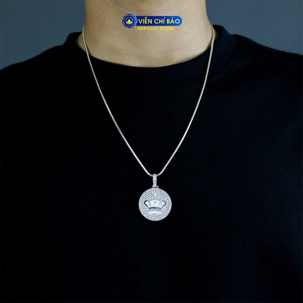 Mặt dây chuyền bạc nam vương miện tròn chất liệu bạc 925 thời trang phụ kiện trang sức Viễn Chí Bảo M300032