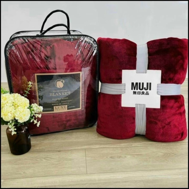 Chăn Lông Tuyết MUJI  Xuất Nhật Siêu Mềm Mịn Chăn Lông BLANKET Cao Cấp 2 lớp  2m x 2m 3