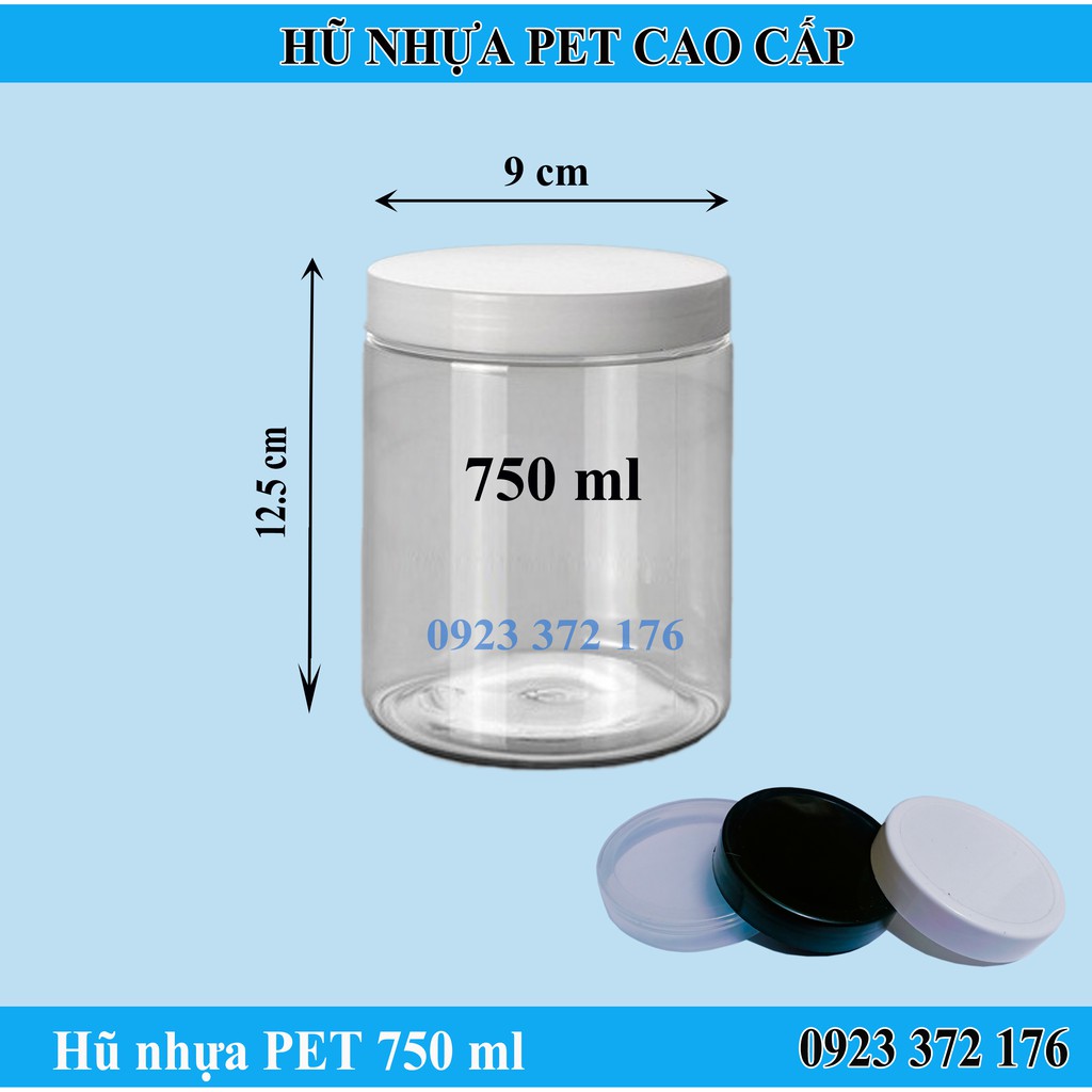 Hộp Hũ Nhựa PET 750ml Nắp Nhựa - Đựng Thực Phẩm Đồ Khô Ngũ Cốc