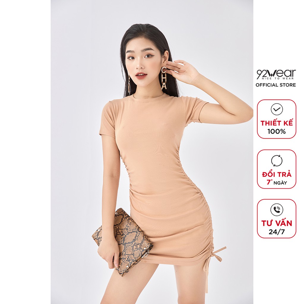 Đầm ôm body 92WEAR chất cotton co giãn tốt, trẻ trung, quyến rũ, tôn dáng DOW1168