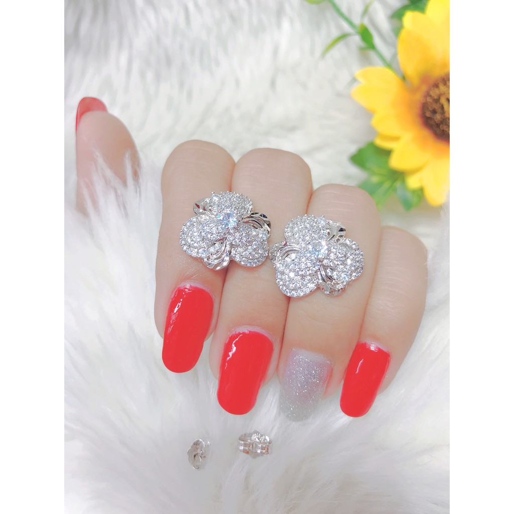 B1121 Bông tai nữ đính đá trắng UHA , chuôi cài chắc chắn, kiểu dáng hiện đại, thu hút, sang trọng