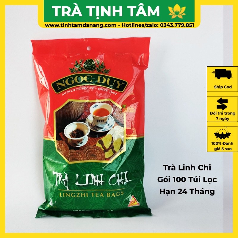 Trà túi lọc linh chi Ngọc Duy, gói 100 túi lọc hỗ trợ thanh nhiệt giải độc, đặc sản Đà Lạt làm quà