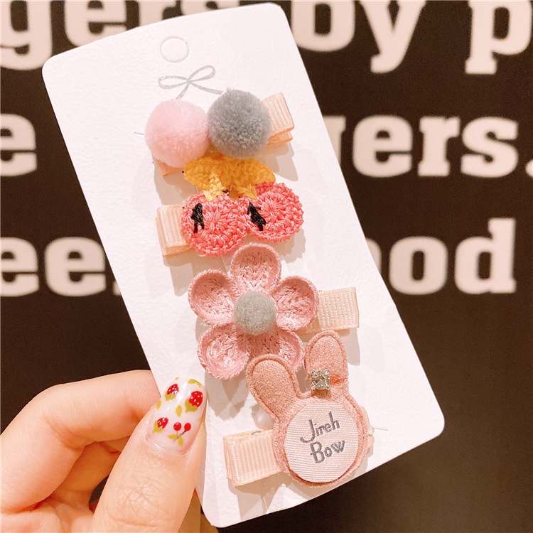 Sét 4 Kẹp Cài Tóc Cho Bé Gái Phong Cách Hàn Quốc