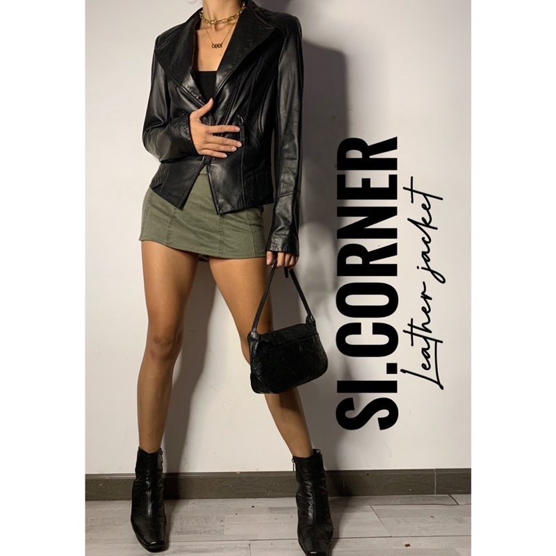 𝗟𝗘𝗔𝗧𝗛𝗘𝗥 𝗝𝗔𝗖𝗞𝗘𝗧 2hand Áo Da Thật dáng biker