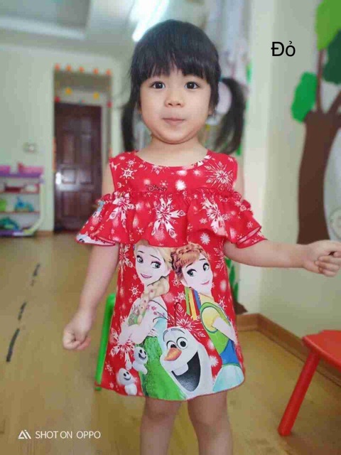 Xả hàng Váy đầm bé gái Elsa rớt vai tole lanh thái size 1-10 sale giá sốc