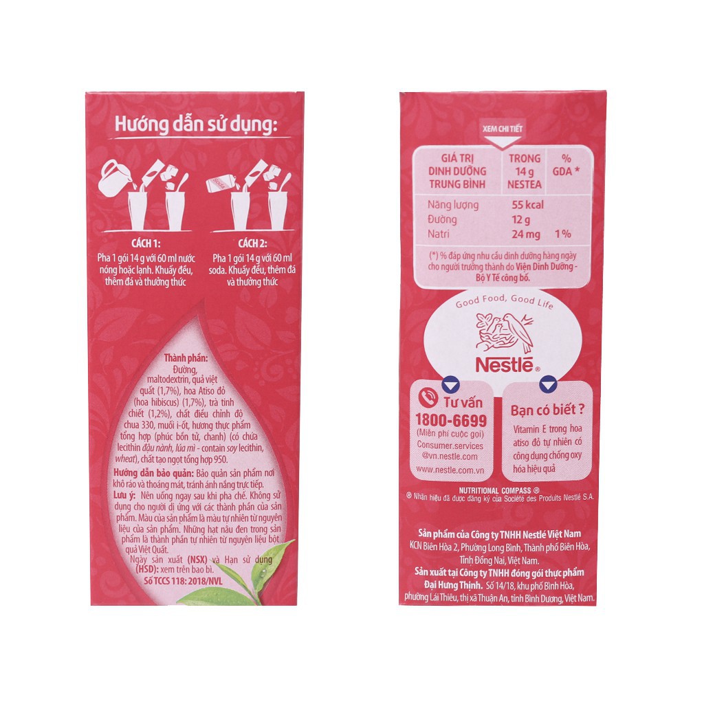 Trà Vải &amp; Hoa lài Nestea Hộp 144g - trà hoa giải khát hoa lài 12 gói*12g