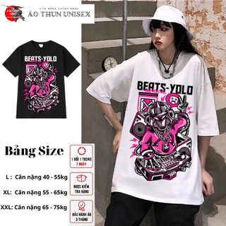 Áo thun phông tay lỡ Unisex form rộng dành cho nam nữ KAKISHOP, in hình YOLO áo 2 màu trắng và đen Ulzzang - KAKI 18