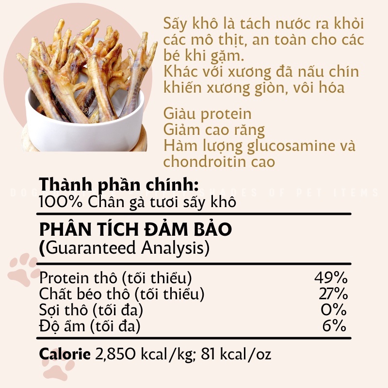 Treat Bánh Thưởng Cho Chó Chân Gà Sấy Khô DOGGO Homemade Không Chất Bảo Quản 100G 200G Thức Ăn Cho Chó Thú Cưng