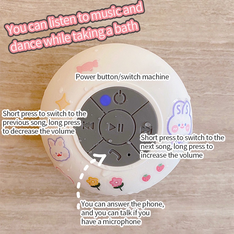 Etronik Không dây bluetooth không dây hút âm thanh phòng tắm siêu trầm mini nghe bài hát loa di động quà tặng dễ thương