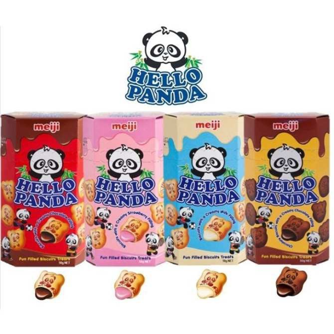 Bánh gấu nhân kem Meiji Hello Panda hộp 50g nhiều vị
