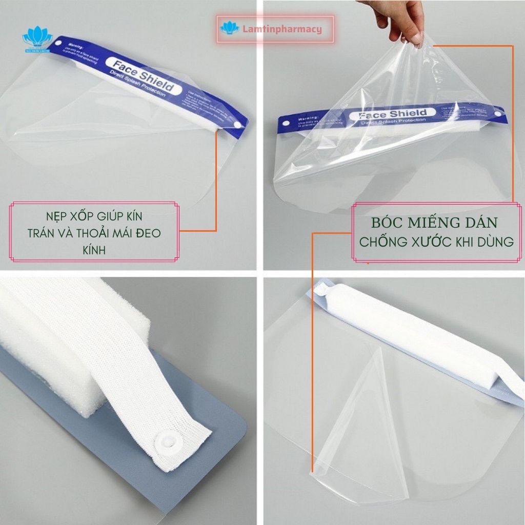 Kính chắn giọt bắn face shield cao cấp - chống giot bắn cho bé từ 15 tuổi, người lớn tiện dụng - đảm bảo hàng như hình